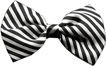 Black & White Thin Striped Dog Bow Tie