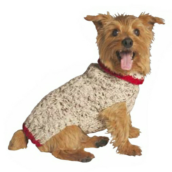 Oatmeal w/ Red Trim Knit Dog Sweaters