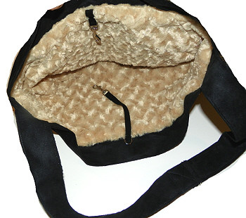 Herringbone Mocha Suede Cuddle Dog Carrier by Susan Lanci