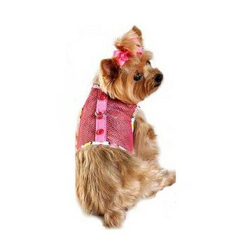 Lady Bug Pink Cool Mesh Netted Dog Harness & Leash, XL