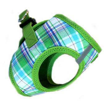 American River Choke Free Step In Dog Harness, Green Plaid