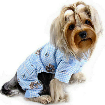 Teddy Bear Love Flannel Dog Pajamas - Blue
