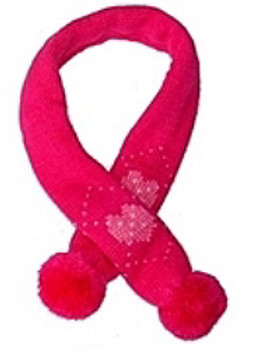Sassy Knitted Winter Pet Dog Scarf - Pink Hearts