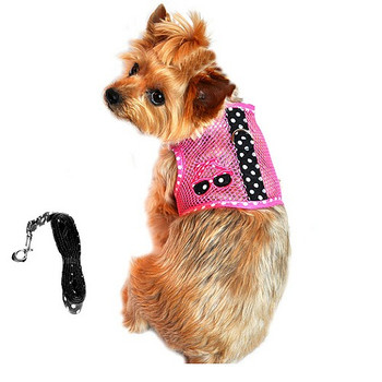 Cool Netted Dog Harness - Sunglasses Pink & Black, L