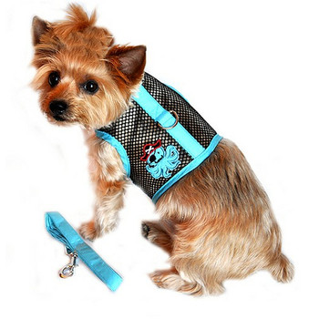 Cool Netted Dog Harness - Octopus Pirate Blue & Black, XS & L