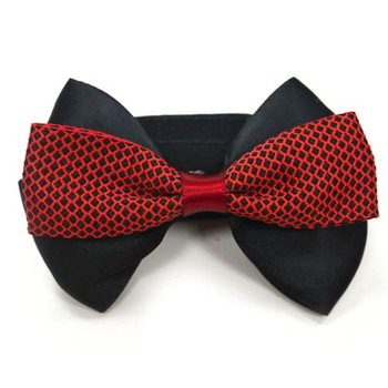 EasyBow Gentlemans Red & Black Bow Dog Collar Accessory