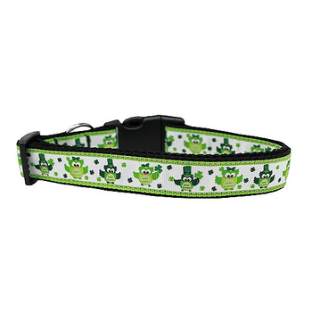 Party Owls St Pattys Day Nylon Ribbon Dog Collar & Optional Leash