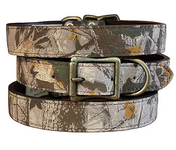 Earth Camouflage Leather Dog Collar