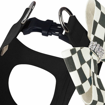 Windsor Check Black Nouveau Bow Dog Step in Harness