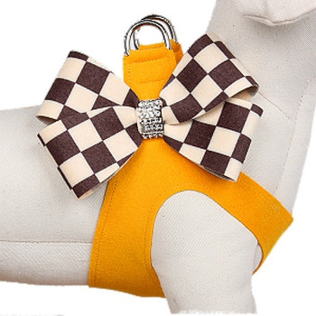 Windsor Check Marigold Nouveau Bow Dog Step in Harness