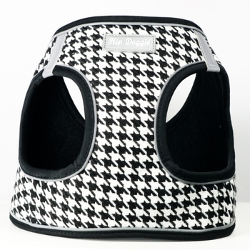 EZ Reflective Houndstooth Dog Harness Vest - White / Black