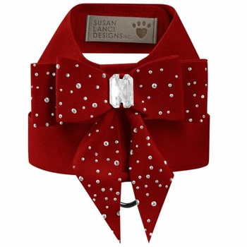 Red front view image of the Susan Lanci Double Tail Bow Tinkie pet dog harness