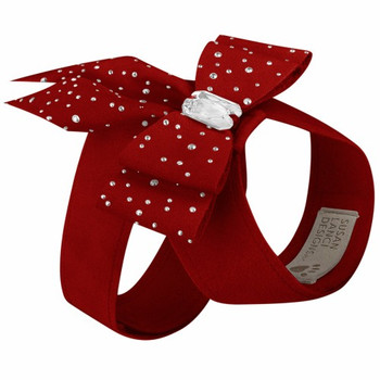 Red side view image of the Susan Lanci Double Tail Bow Tinkie pet dog harness