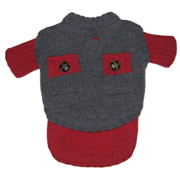 Preppy Wooly Red / Grey Dog Sweater