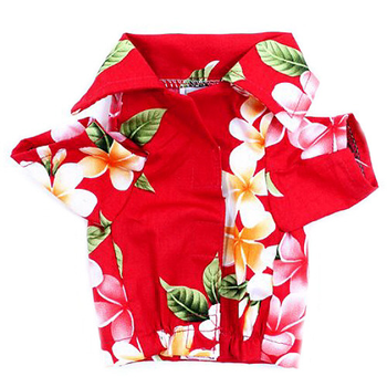 Red Flower Hawaiian Dog Shirt