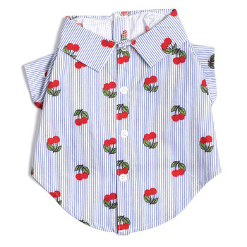 Navy Stripe Cherries Pet Dog Shirt - Small - Big Dog Navy Stripe Cherries Pet Dog Shirt - Small - Big Dog