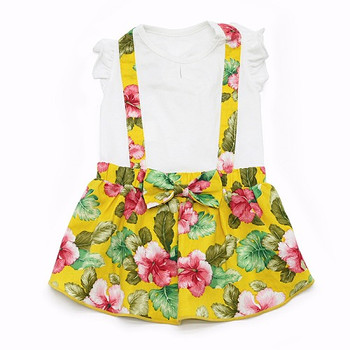 Yellow Floral Suspender Dog Dress