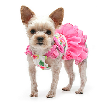 Pink Floral Flounce Dog Dress