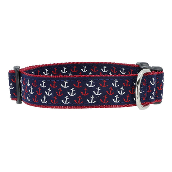 Anchor - Red, White, Blue 1/2, 3/4 & 1.25 inch Dog Collar, Harness