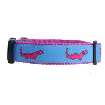 Pink Alligator 1/2, 3/4, 1.25 inch Dog & Cat Collar, Harness