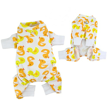 Yellow Ducky Cotton Knit Dog Pajamas