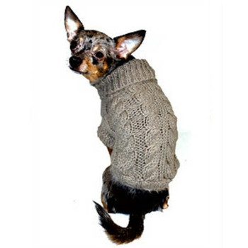 Angora Cable Knit Dog Sweater - Sand