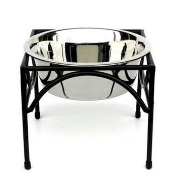 single raised dog feeder