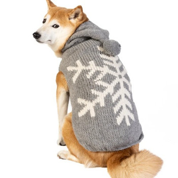 Gray Alpaca Snowflake Hand Knit Dog Sweaters