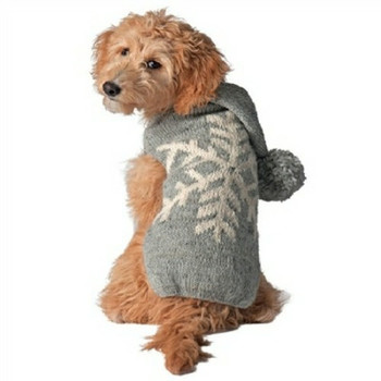 Gray Alpaca Snowflake Hand Knit Dog Sweaters