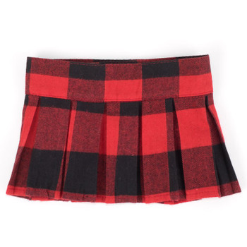 Red Buffalo Plaid Pleated Pet Dog Skirt