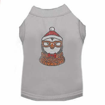 Hipster Penguin Rhinestone Dog Tank - Gray