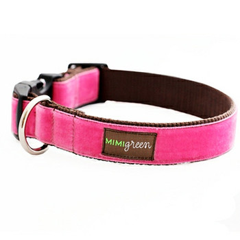 Pink Velvet Dog Collar & Optional Leash - Zoe