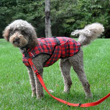 Red and Green Plaid Alpine Flannel Dog Coat - Size Medium