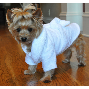 White Silver Tiara Pet Dog Bathrobe