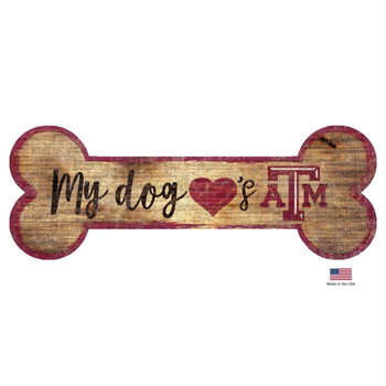 Texas A&M Aggies Distressed Dog Bone Wooden Sign