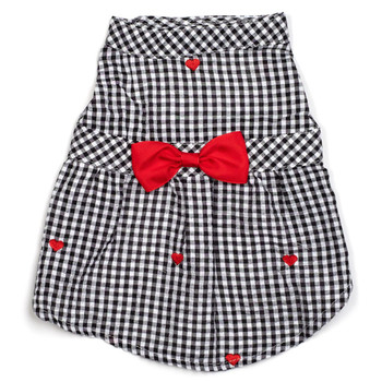 Gingham Hearts Pet Dog Dress - Small - Big Dog