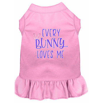 Every Bunny Loves Me Screen Print Dog Dress - Lt Pink