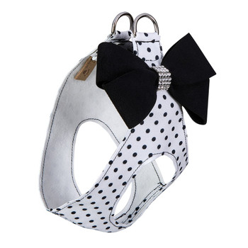 Polka Dot Nouveau Bow Step In Harness - Black Bow