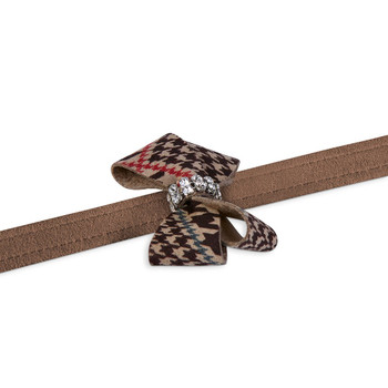 Chocolate Glen Houndstooth Nouveau Bow Dog Leash Chocolate Glen Houndstooth Nouveau Bow Dog Leash