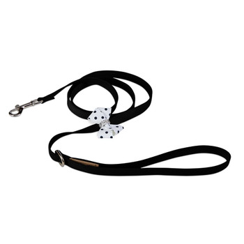 Black & White Polka Dot Nouveau Bow Dog Leash