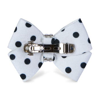 Black and White Polkadot Nouveau Bow Hair Bow Barrette