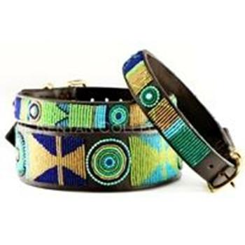 Peacock African Beaded Collar & Leash Collection