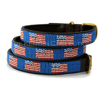 American Flag African Beaded Collar & Leash Collection