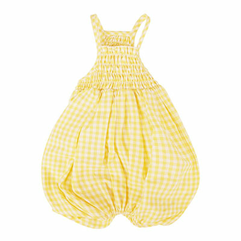 Yellow Bebe Check Sleeveless Dog Romper