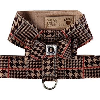 Custom - Chocolate Houndstooth Big Bow Tinkie Dog Harness