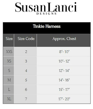 Susan Lanci Tinkie Harness Sizing Chart and Video