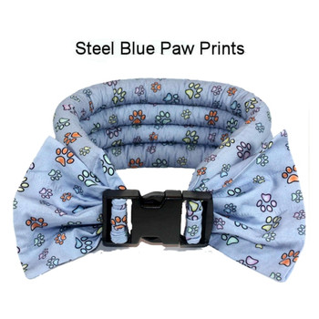 Too Cool Cooling Dog Collars -Steel Blue Paw Print