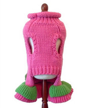 Girlie Girl Dog Sweater Dress - Hand Knitted