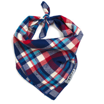 Navy/Red/Turq Plaid Dog Tie Bandana