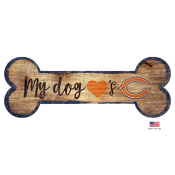 Chicago Bears Distressed Dog Bone Wooden Sign